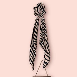 2 for $10! Striped zebra long fabric pony tail holder